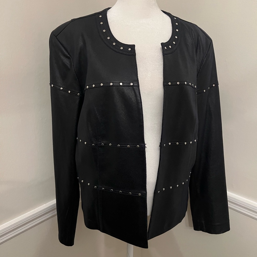Joseph Ribkoff Black Studded Leather Jacket